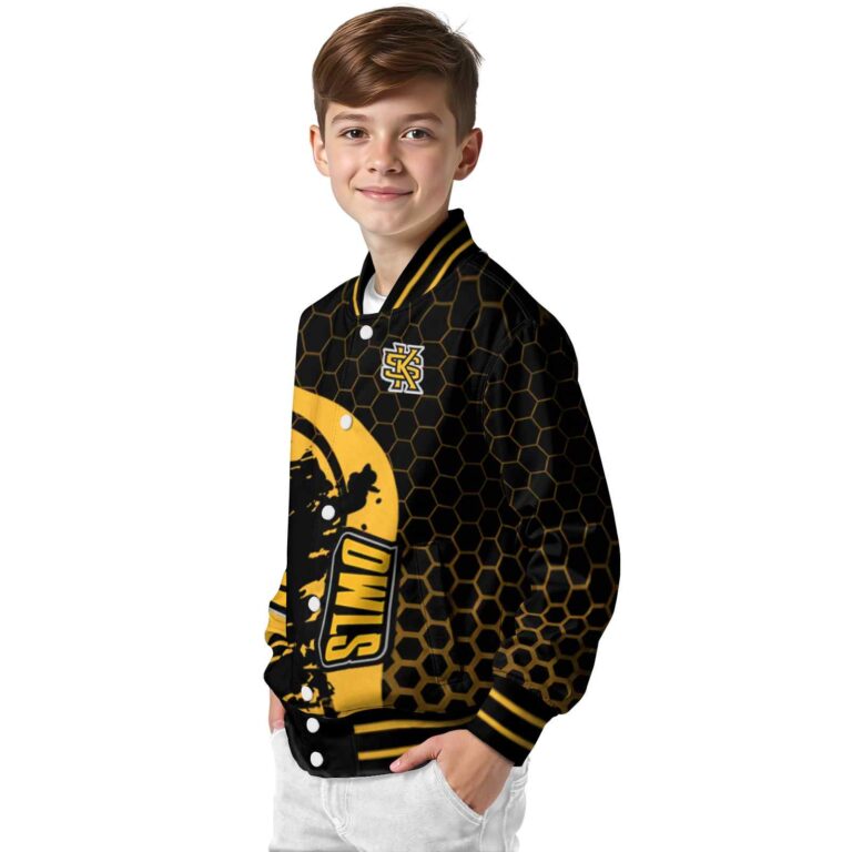 kennesaw state owls hexagonal pattern gold black jacket trendy