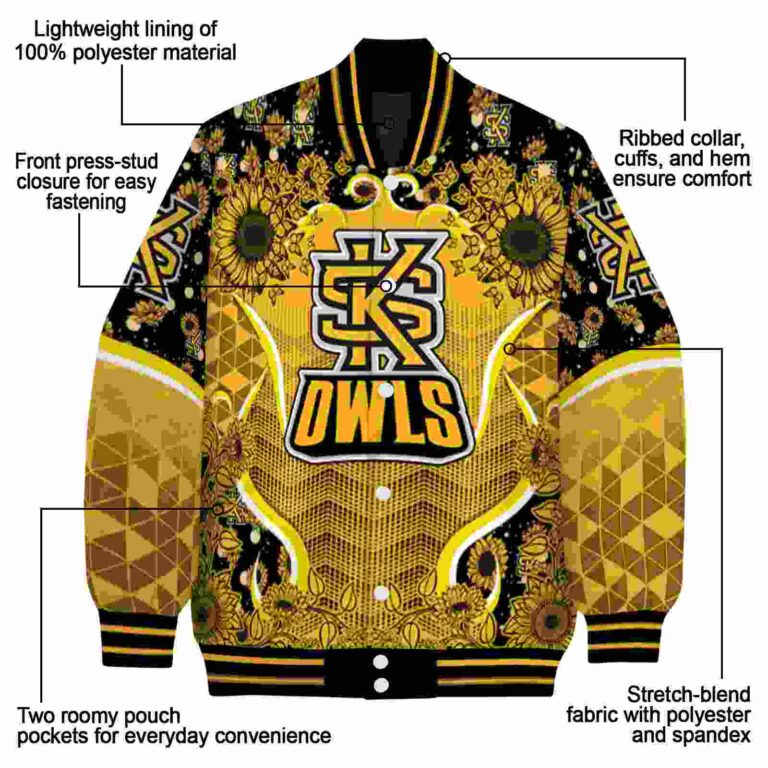 kennesaw state owls sunflower bloom gold yellow jacket new arrival
