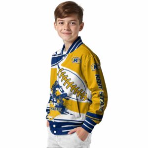 kent state golden flashes baseball stitching gold white jacket trendy