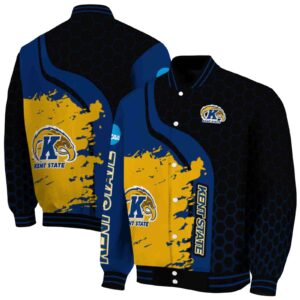 kent state golden flashes hexagonal pattern navy blue black jacket fashion forward