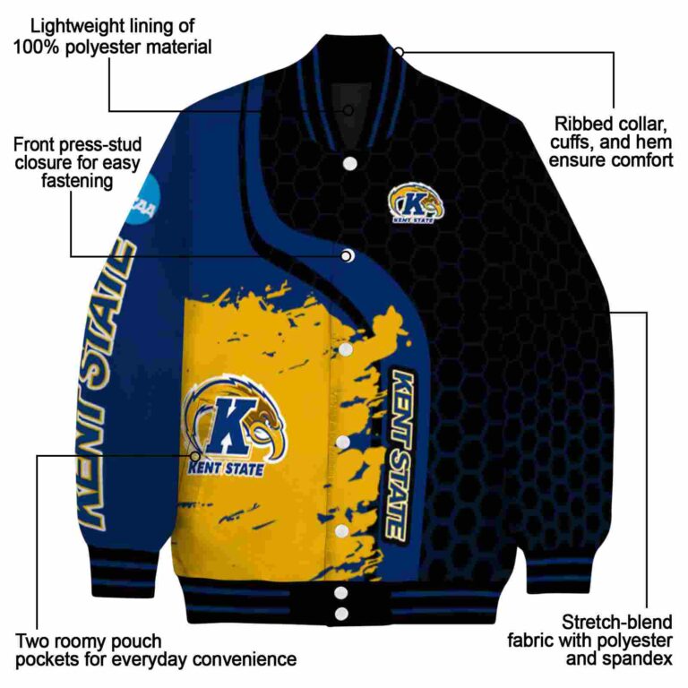 kent state golden flashes hexagonal pattern navy blue black jacket new arrival