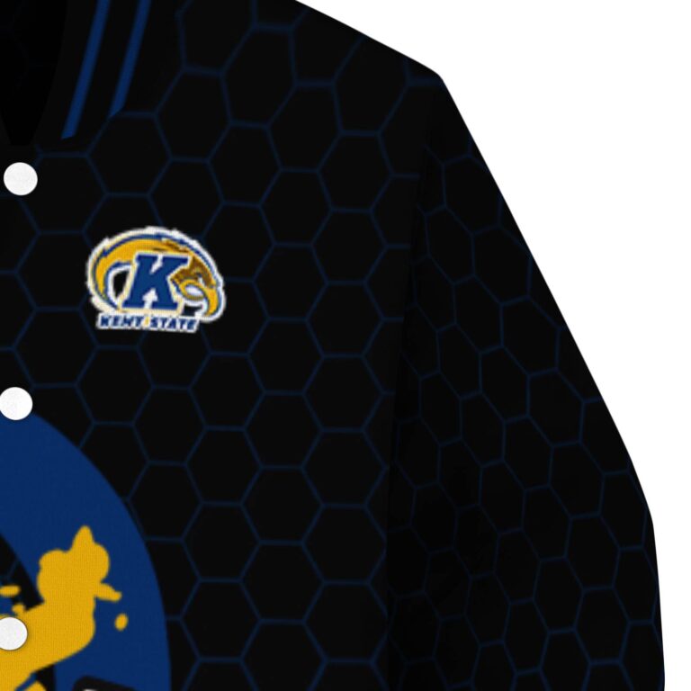 kent state golden flashes hexagonal pattern navy blue black jacket premium grade