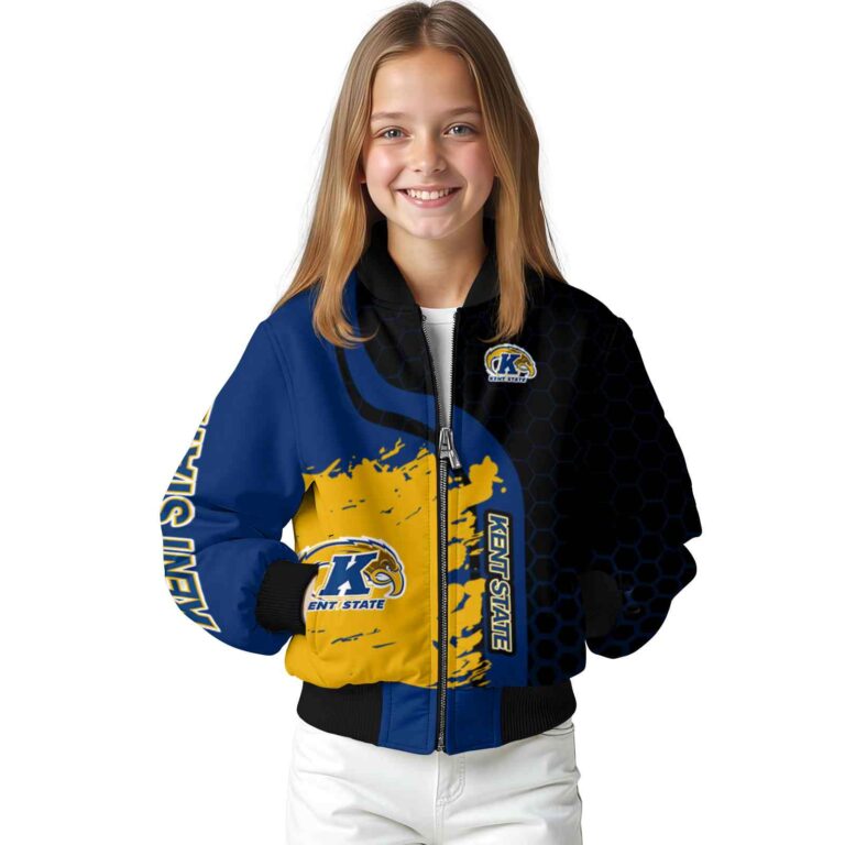 kent state golden flashes hexagonal pattern navy blue black jacket top rated