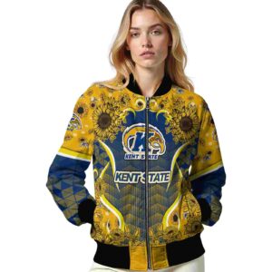 kent state golden flashes sunflower bloom navy blue yellow jacket latest model