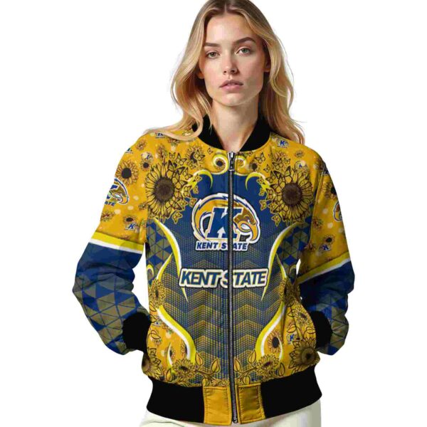 kent state golden flashes sunflower bloom navy blue yellow jacket latest model