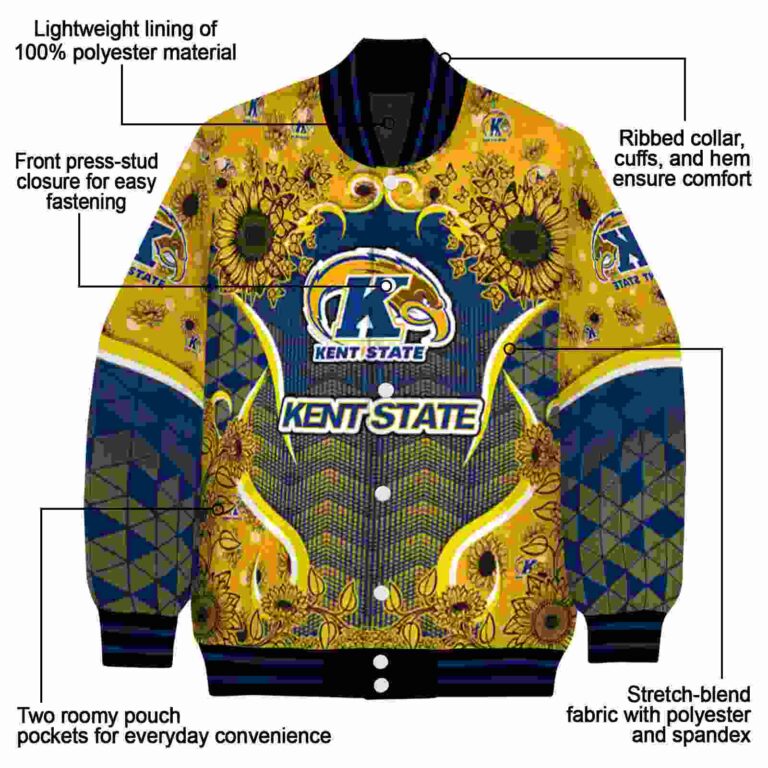 kent state golden flashes sunflower bloom navy blue yellow jacket new arrival