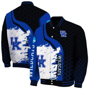 kentucky wildcats hexagonal pattern blue black jacket fashion forward