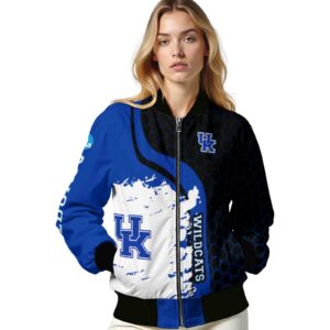 kentucky wildcats hexagonal pattern blue black jacket latest model