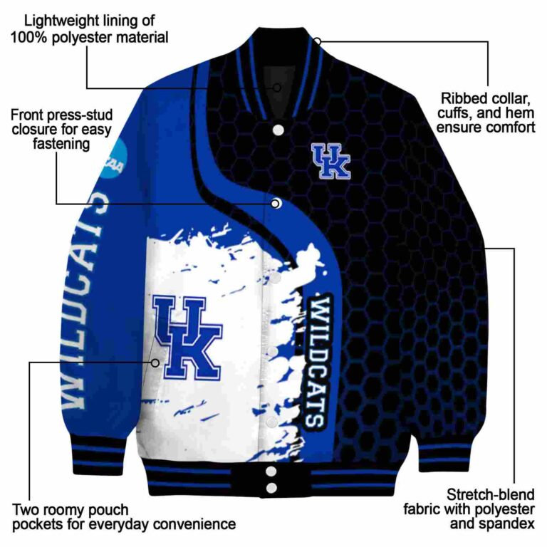 kentucky wildcats hexagonal pattern blue black jacket new arrival