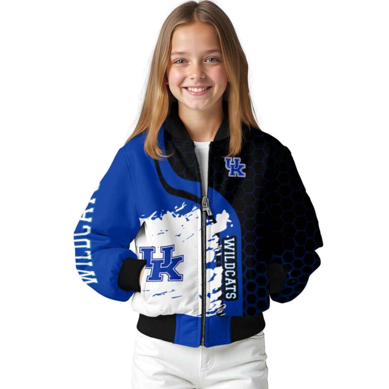 kentucky wildcats hexagonal pattern blue black jacket top rated