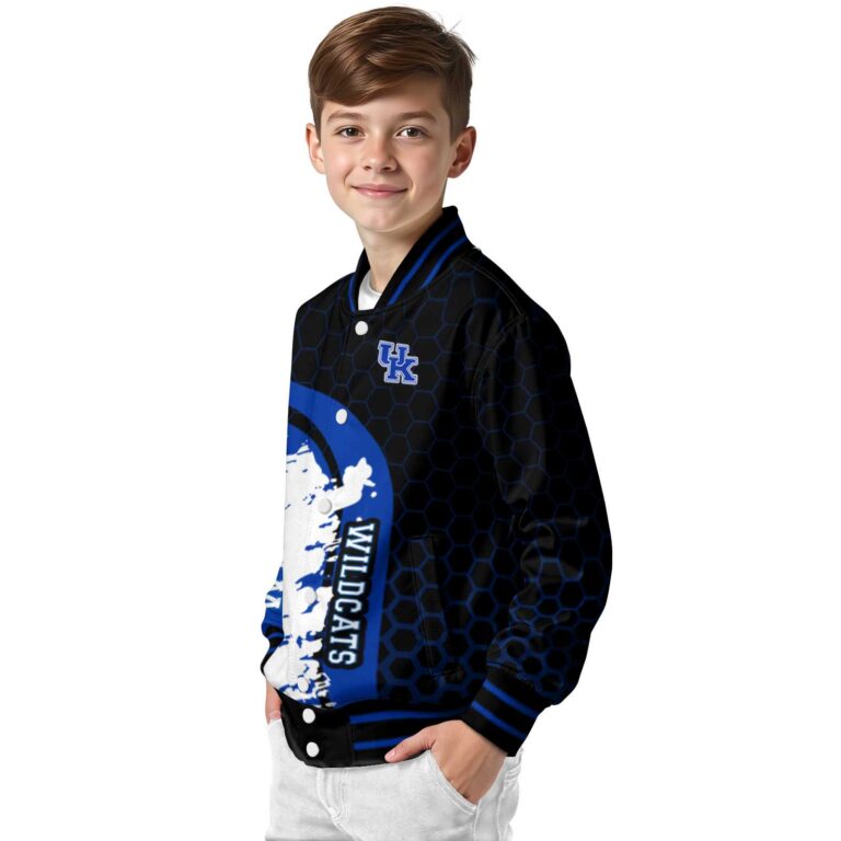 kentucky wildcats hexagonal pattern blue black jacket trendy