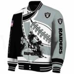 las vegas raiders baseball stitching silver white jacket best selling