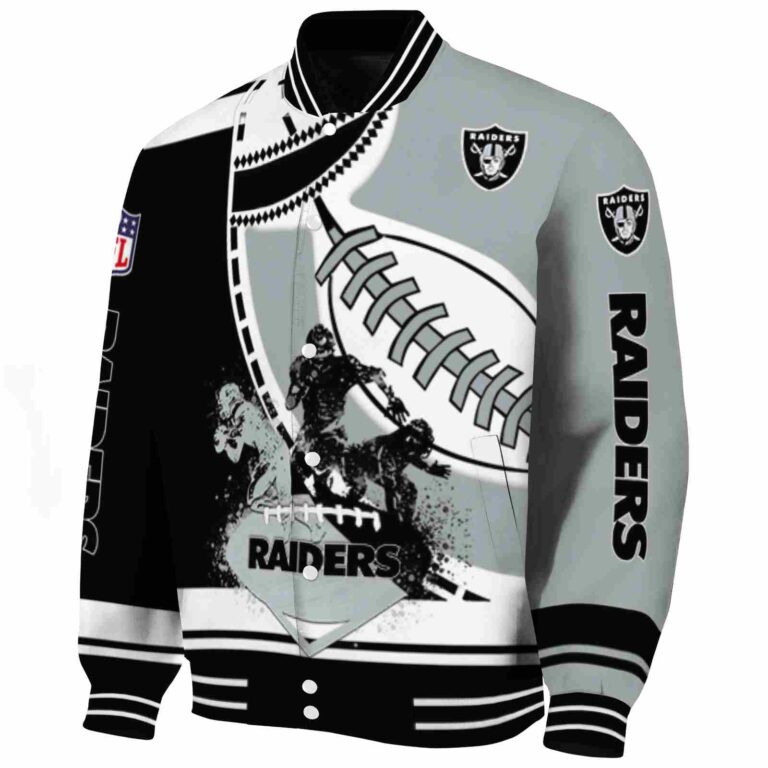 las vegas raiders baseball stitching silver white jacket best selling