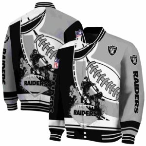 las vegas raiders baseball stitching silver white jacket fashion forward