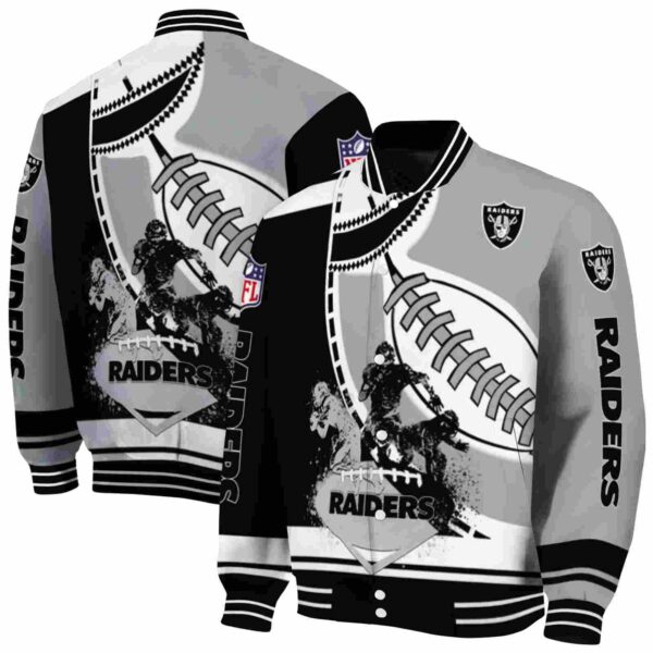 las vegas raiders baseball stitching silver white jacket fashion forward