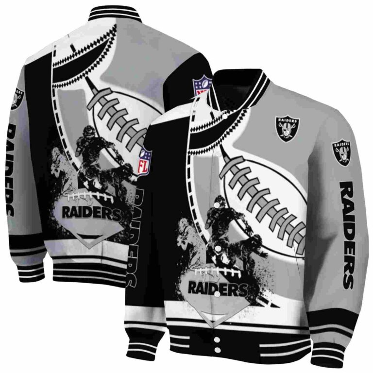 las vegas raiders baseball stitching silver white jacket fashion forward