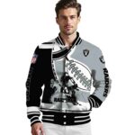 las vegas raiders baseball stitching silver white jacket best selling