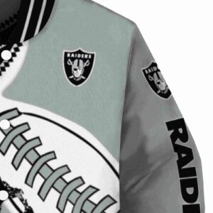 las vegas raiders baseball stitching silver white jacket premium grade