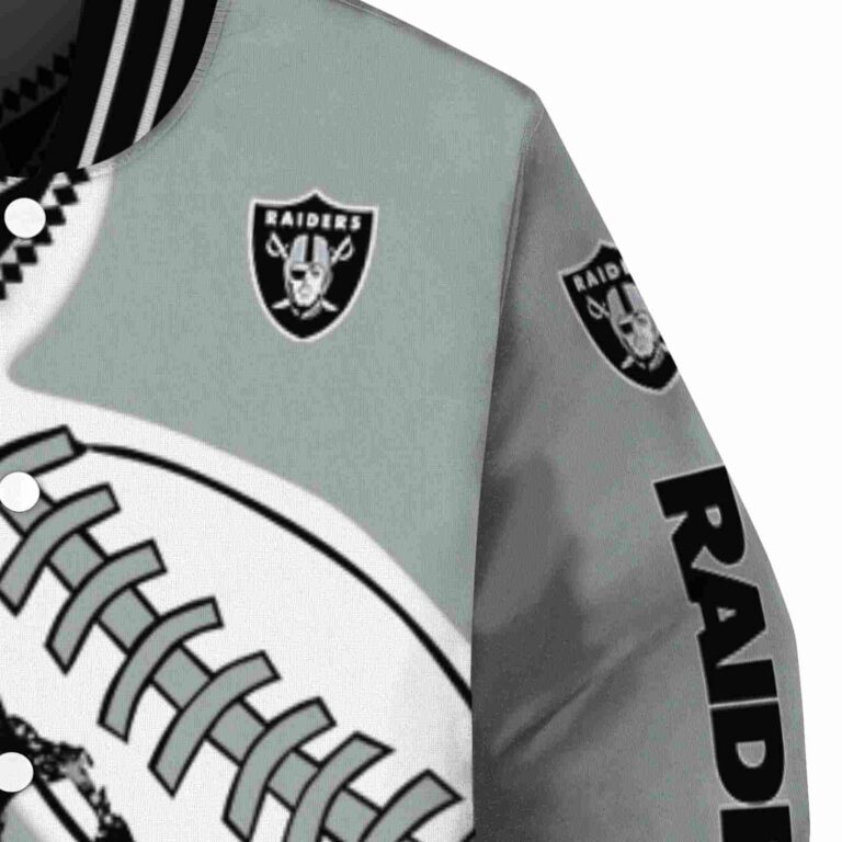 las vegas raiders baseball stitching silver white jacket premium grade