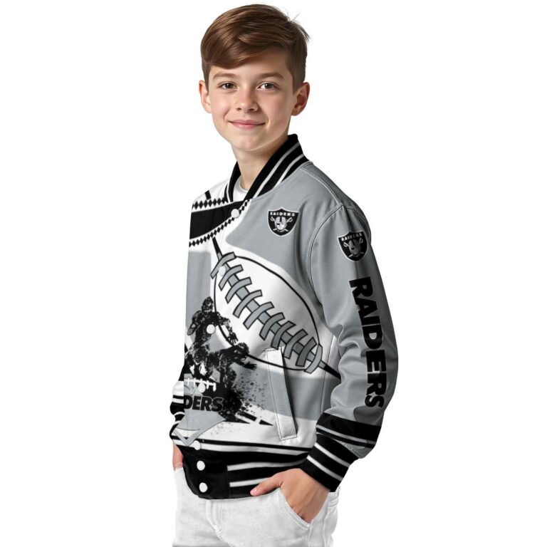 las vegas raiders baseball stitching silver white jacket trendy
