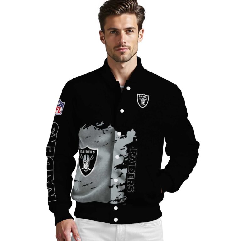 las vegas raiders hexagonal pattern black jacket high quality