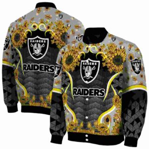 las vegas raiders sunflower bloom black yellow jacket fashion forward