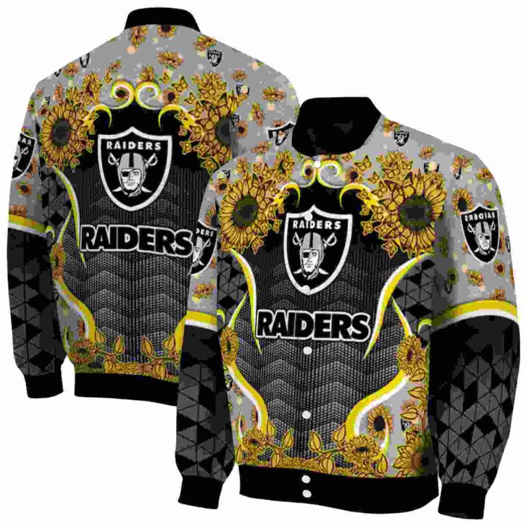 las vegas raiders sunflower bloom black yellow jacket fashion forward