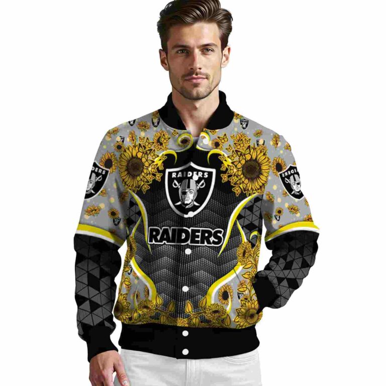 las vegas raiders sunflower bloom black yellow jacket high quality