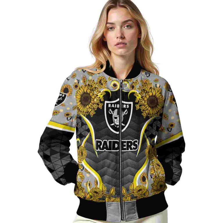 las vegas raiders sunflower bloom black yellow jacket latest model