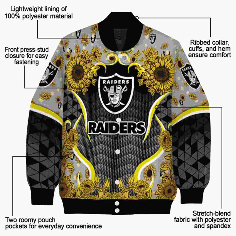 las vegas raiders sunflower bloom black yellow jacket new arrival