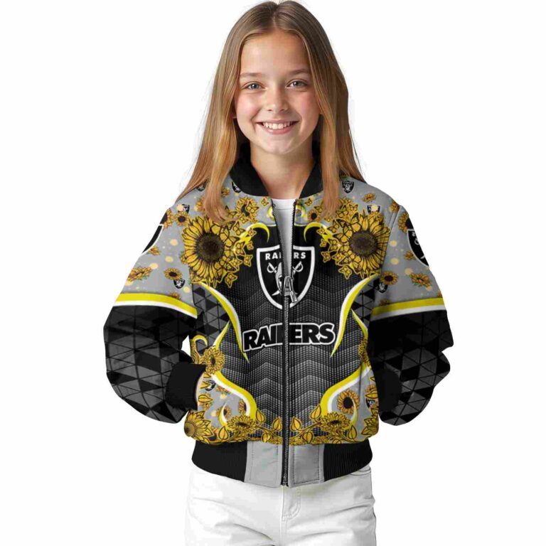 las vegas raiders sunflower bloom black yellow jacket top rated