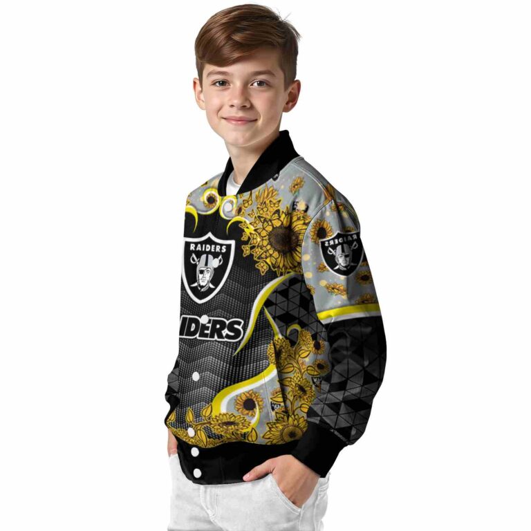 las vegas raiders sunflower bloom black yellow jacket trendy