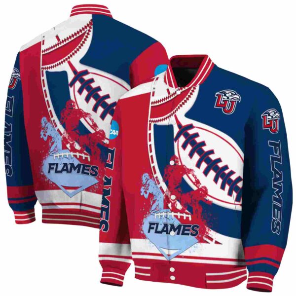 liberty flames baseball stitching blue white jacket fashion forward