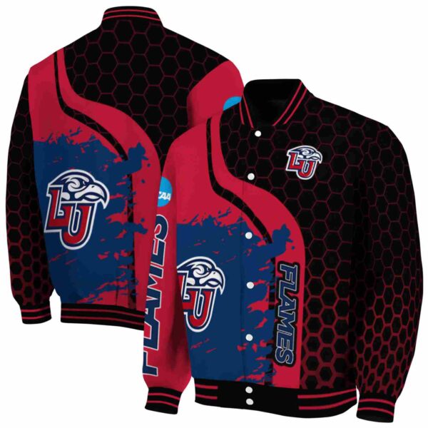 liberty flames hexagonal pattern red black jacket fashion forward