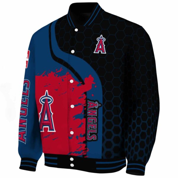 los angeles angels hexagonal pattern blue black jacket best selling