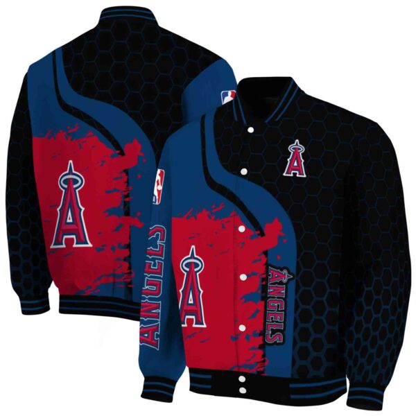 los angeles angels hexagonal pattern blue black jacket fashion forward