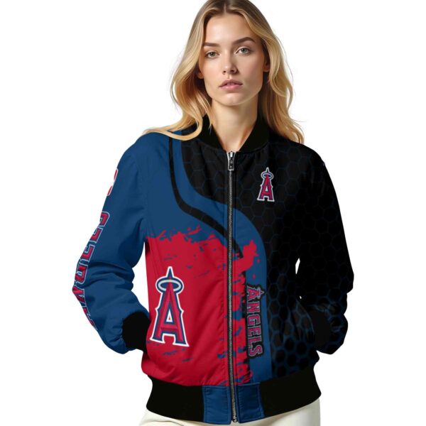 los angeles angels hexagonal pattern blue black jacket latest model