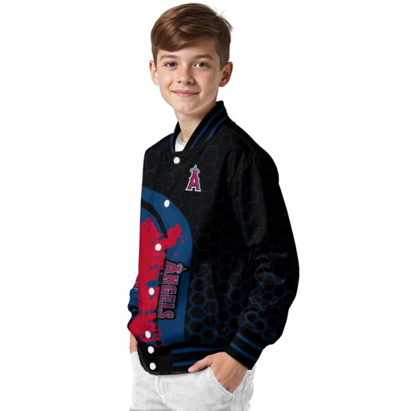 los angeles angels hexagonal pattern blue black jacket trendy