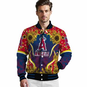 los angeles angels sunflower bloom blue yellow jacket high quality