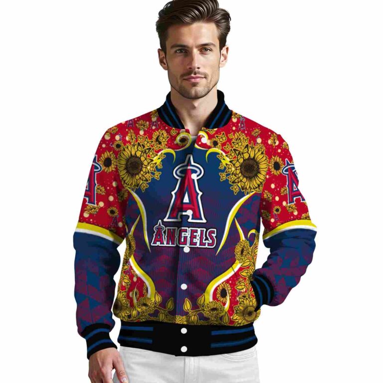 los angeles angels sunflower bloom blue yellow jacket high quality