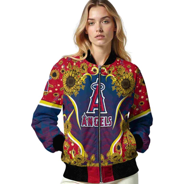 los angeles angels sunflower bloom blue yellow jacket latest model