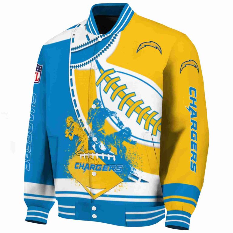 los angeles chargers baseball stitching gold white jacket best selling