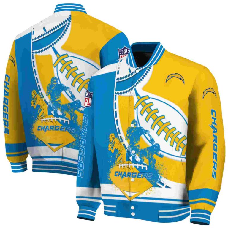 los angeles chargers baseball stitching gold white jacket fashion forward