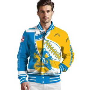 los angeles chargers baseball stitching gold white jacket high quality