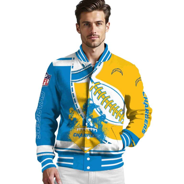 los angeles chargers baseball stitching gold white jacket high quality