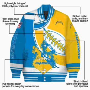 los angeles chargers baseball stitching gold white jacket new arrival