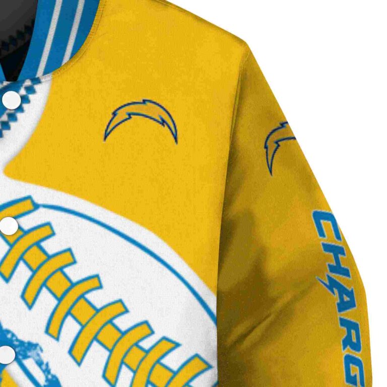 los angeles chargers baseball stitching gold white jacket premium grade
