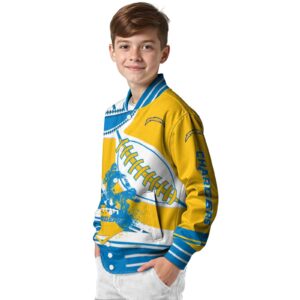 los angeles chargers baseball stitching gold white jacket trendy