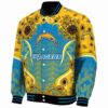 los angeles chargers sunflower bloom blue yellow jacket best selling