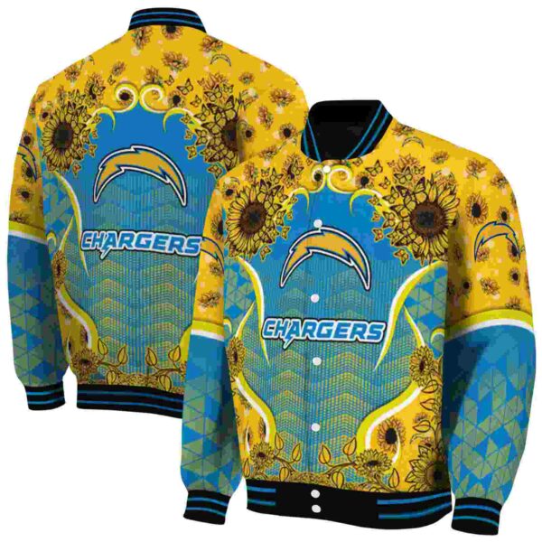 los angeles chargers sunflower bloom blue yellow jacket fashion forward